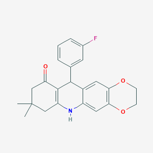 molecular formula C23H22FNO3 B4263039 11-(3-fluorophenyl)-8,8-dimethyl-2,3,7,8,9,11-hexahydro[1,4]dioxino[2,3-b]acridin-10(6H)-one 