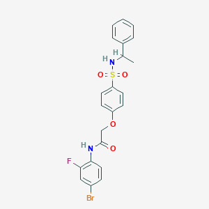 molecular formula C22H20BrFN2O4S B426309 N-(4-bromo-2-fluorophenyl)-2-(4-{[(1-phenylethyl)amino]sulfonyl}phenoxy)acetamide 