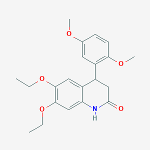 molecular formula C21H25NO5 B4263090 4-(2,5-dimethoxyphenyl)-6,7-diethoxy-3,4-dihydro-2(1H)-quinolinone 