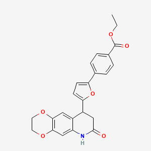 molecular formula C24H21NO6 B4263109 ethyl 4-[5-(7-oxo-2,3,6,7,8,9-hexahydro[1,4]dioxino[2,3-g]quinolin-9-yl)-2-furyl]benzoate 