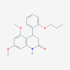 molecular formula C20H23NO4 B4263118 5,7-dimethoxy-4-(2-propoxyphenyl)-3,4-dihydro-2(1H)-quinolinone 