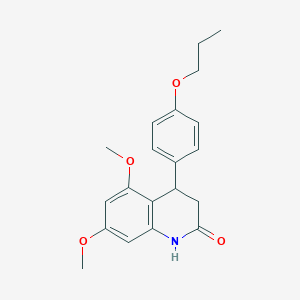 molecular formula C20H23NO4 B4263127 5,7-dimethoxy-4-(4-propoxyphenyl)-3,4-dihydro-2(1H)-quinolinone 