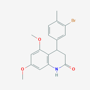molecular formula C18H18BrNO3 B4263147 4-(3-bromo-4-methylphenyl)-5,7-dimethoxy-3,4-dihydro-2(1H)-quinolinone 
