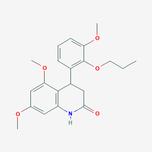 molecular formula C21H25NO5 B4263170 5,7-dimethoxy-4-(3-methoxy-2-propoxyphenyl)-3,4-dihydro-2(1H)-quinolinone 