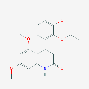 molecular formula C20H23NO5 B4263171 4-(2-ethoxy-3-methoxyphenyl)-5,7-dimethoxy-3,4-dihydro-2(1H)-quinolinone 