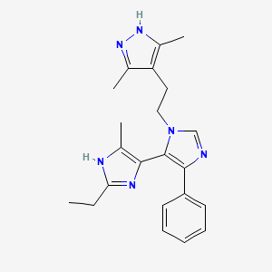molecular formula C22H26N6 B4263199 3'-[2-(3,5-dimethyl-1H-pyrazol-4-yl)ethyl]-2-ethyl-5-methyl-5'-phenyl-3H,3'H-4,4'-biimidazole 