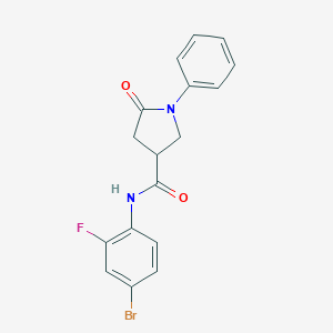 molecular formula C17H14BrFN2O2 B426321 N-(4-bromo-2-fluorophenyl)-5-oxo-1-phenylpyrrolidine-3-carboxamide 