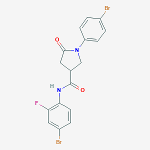 molecular formula C17H13Br2FN2O2 B426322 N-(4-bromo-2-fluorophenyl)-1-(4-bromophenyl)-5-oxopyrrolidine-3-carboxamide 