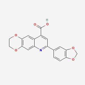 molecular formula C19H13NO6 B4263221 7-(1,3-benzodioxol-5-yl)-2,3-dihydro[1,4]dioxino[2,3-g]quinoline-9-carboxylic acid 
