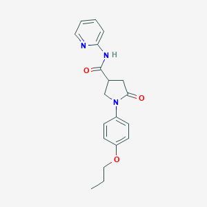 molecular formula C19H21N3O3 B426323 5-Oxo-1-(4-propoxy-phenyl)-pyrrolidine-3-carboxylic acid pyridin-2-ylamide 