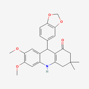 molecular formula C24H25NO5 B4263231 9-(1,3-benzodioxol-5-yl)-6,7-dimethoxy-3,3-dimethyl-3,4,9,10-tetrahydro-1(2H)-acridinone 