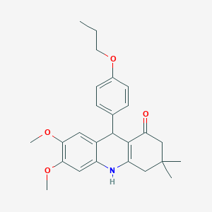 molecular formula C26H31NO4 B4263239 6,7-dimethoxy-3,3-dimethyl-9-(4-propoxyphenyl)-3,4,9,10-tetrahydro-1(2H)-acridinone 