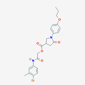 molecular formula C23H25BrN2O5 B426324 2-[(4-Bromo-3-methylphenyl)amino]-2-oxoethyl 5-oxo-1-(4-propoxyphenyl)pyrrolidine-3-carboxylate 