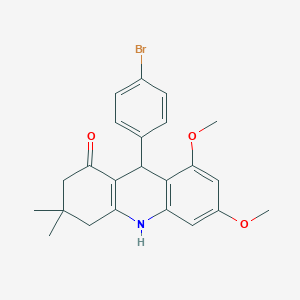 molecular formula C23H24BrNO3 B4263243 9-(4-bromophenyl)-6,8-dimethoxy-3,3-dimethyl-3,4,9,10-tetrahydro-1(2H)-acridinone 