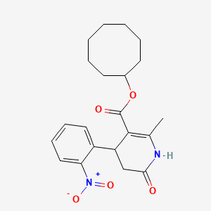 molecular formula C21H26N2O5 B4263252 cyclooctyl 2-methyl-4-(2-nitrophenyl)-6-oxo-1,4,5,6-tetrahydro-3-pyridinecarboxylate 