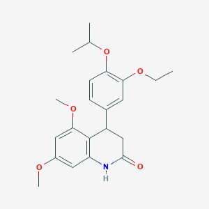 molecular formula C22H27NO5 B4263272 4-(3-ethoxy-4-isopropoxyphenyl)-5,7-dimethoxy-3,4-dihydro-2(1H)-quinolinone 