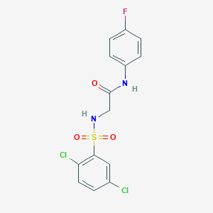 molecular formula C14H11Cl2FN2O3S B426330 2-{[(2,5-dichlorophenyl)sulfonyl]amino}-N-(4-fluorophenyl)acetamide 
