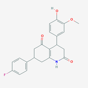 molecular formula C22H20FNO4 B4263337 7-(4-fluorophenyl)-4-(4-hydroxy-3-methoxyphenyl)-4,6,7,8-tetrahydro-2,5(1H,3H)-quinolinedione 
