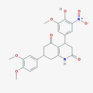 molecular formula C24H24N2O8 B4263339 7-(3,4-dimethoxyphenyl)-4-(4-hydroxy-3-methoxy-5-nitrophenyl)-4,6,7,8-tetrahydro-2,5(1H,3H)-quinolinedione 