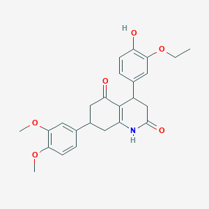 molecular formula C25H27NO6 B4263341 7-(3,4-dimethoxyphenyl)-4-(3-ethoxy-4-hydroxyphenyl)-4,6,7,8-tetrahydro-2,5(1H,3H)-quinolinedione 
