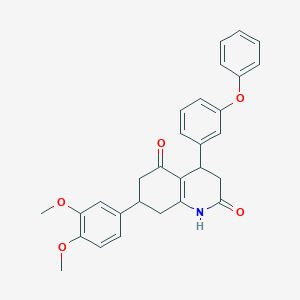 molecular formula C29H27NO5 B4263349 7-(3,4-dimethoxyphenyl)-4-(3-phenoxyphenyl)-4,6,7,8-tetrahydro-2,5(1H,3H)-quinolinedione 