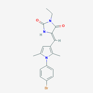 molecular formula C18H18BrN3O2 B426335 5-{[1-(4-bromophenyl)-2,5-dimethyl-1H-pyrrol-3-yl]methylene}-3-ethyl-2,4-imidazolidinedione 