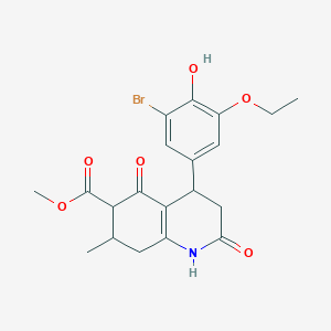 molecular formula C20H22BrNO6 B4263352 methyl 4-(3-bromo-5-ethoxy-4-hydroxyphenyl)-7-methyl-2,5-dioxo-1,2,3,4,5,6,7,8-octahydro-6-quinolinecarboxylate 