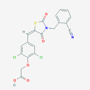 molecular formula C20H12Cl2N2O5S B426336 (2,6-Dichloro-4-{[3-(2-cyanobenzyl)-2,4-dioxo-1,3-thiazolidin-5-ylidene]methyl}phenoxy)acetic acid 