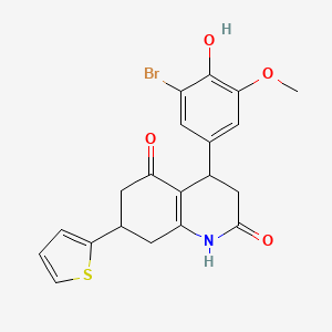 molecular formula C20H18BrNO4S B4263365 4-(3-bromo-4-hydroxy-5-methoxyphenyl)-7-(2-thienyl)-4,6,7,8-tetrahydro-2,5(1H,3H)-quinolinedione 