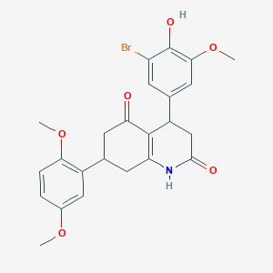 molecular formula C24H24BrNO6 B4263369 4-(3-bromo-4-hydroxy-5-methoxyphenyl)-7-(2,5-dimethoxyphenyl)-4,6,7,8-tetrahydro-2,5(1H,3H)-quinolinedione 