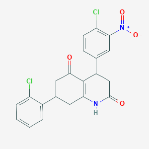 molecular formula C21H16Cl2N2O4 B4263434 4-(4-chloro-3-nitrophenyl)-7-(2-chlorophenyl)-4,6,7,8-tetrahydro-2,5(1H,3H)-quinolinedione 