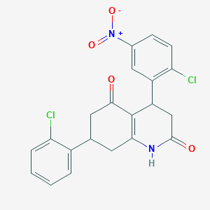 molecular formula C21H16Cl2N2O4 B4263438 4-(2-chloro-5-nitrophenyl)-7-(2-chlorophenyl)-4,6,7,8-tetrahydro-2,5(1H,3H)-quinolinedione 