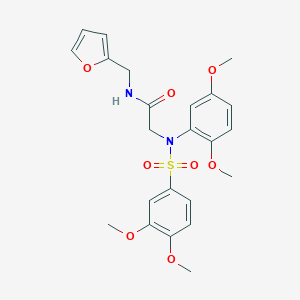 molecular formula C23H26N2O8S B426346 2-{[(3,4-dimethoxyphenyl)sulfonyl]-2,5-dimethoxyanilino}-N-(2-furylmethyl)acetamide 