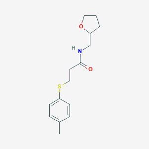 molecular formula C15H21NO2S B426349 3-[(4-methylphenyl)thio]-N-(tetrahydro-2-furanylmethyl)propanamide 
