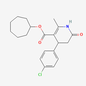 molecular formula C20H24ClNO3 B4263507 cycloheptyl 4-(4-chlorophenyl)-2-methyl-6-oxo-1,4,5,6-tetrahydro-3-pyridinecarboxylate 