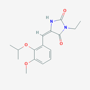 molecular formula C16H20N2O4 B426351 (5E)-3-ethyl-5-[3-methoxy-2-(propan-2-yloxy)benzylidene]imidazolidine-2,4-dione 