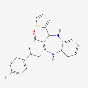 molecular formula C23H19FN2OS B4263515 3-(4-fluorophenyl)-11-(2-thienyl)-2,3,4,5,10,11-hexahydro-1H-dibenzo[b,e][1,4]diazepin-1-one 