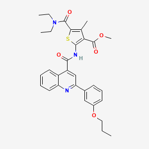 molecular formula C31H33N3O5S B4263530 methyl 5-[(diethylamino)carbonyl]-4-methyl-2-({[2-(3-propoxyphenyl)-4-quinolinyl]carbonyl}amino)-3-thiophenecarboxylate 
