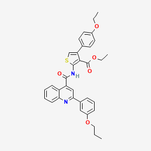 molecular formula C34H32N2O5S B4263533 ethyl 4-(4-ethoxyphenyl)-2-({[2-(3-propoxyphenyl)-4-quinolinyl]carbonyl}amino)-3-thiophenecarboxylate 