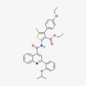 molecular formula C35H34N2O5S B4263554 ethyl 4-(4-ethoxyphenyl)-2-({[2-(2-isopropoxyphenyl)-4-quinolinyl]carbonyl}amino)-5-methyl-3-thiophenecarboxylate 
