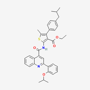 molecular formula C37H38N2O4S B4263561 ethyl 4-(4-isobutylphenyl)-2-({[2-(2-isopropoxyphenyl)-4-quinolinyl]carbonyl}amino)-5-methyl-3-thiophenecarboxylate 
