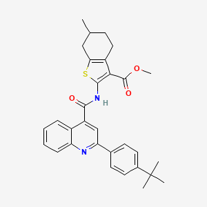 molecular formula C31H32N2O3S B4263619 methyl 2-({[2-(4-tert-butylphenyl)-4-quinolinyl]carbonyl}amino)-6-methyl-4,5,6,7-tetrahydro-1-benzothiophene-3-carboxylate 