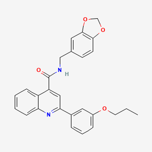 molecular formula C27H24N2O4 B4263620 N-(1,3-benzodioxol-5-ylmethyl)-2-(3-propoxyphenyl)-4-quinolinecarboxamide 