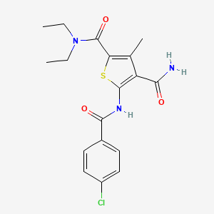 molecular formula C18H20ClN3O3S B4263637 5-[(4-chlorobenzoyl)amino]-N~2~,N~2~-diethyl-3-methyl-2,4-thiophenedicarboxamide 