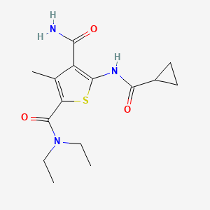 molecular formula C15H21N3O3S B4263645 5-[(cyclopropylcarbonyl)amino]-N~2~,N~2~-diethyl-3-methyl-2,4-thiophenedicarboxamide 
