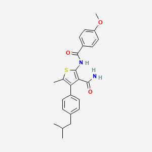 molecular formula C24H26N2O3S B4263660 4-(4-isobutylphenyl)-2-[(4-methoxybenzoyl)amino]-5-methyl-3-thiophenecarboxamide 