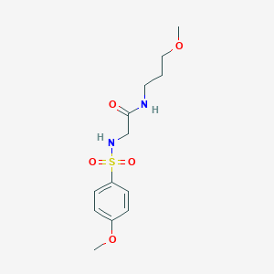 molecular formula C13H20N2O5S B426367 2-{[(4-methoxyphenyl)sulfonyl]amino}-N-(3-methoxypropyl)acetamide 