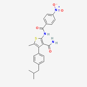 molecular formula C23H23N3O4S B4263675 4-(4-isobutylphenyl)-5-methyl-2-[(4-nitrobenzoyl)amino]-3-thiophenecarboxamide 