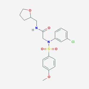 molecular formula C20H23ClN2O5S B426369 2-{3-chloro[(4-methoxyphenyl)sulfonyl]anilino}-N-(tetrahydro-2-furanylmethyl)acetamide 
