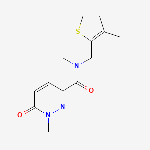 molecular formula C13H15N3O2S B4263701 N,1-dimethyl-N-[(3-methyl-2-thienyl)methyl]-6-oxo-1,6-dihydro-3-pyridazinecarboxamide 